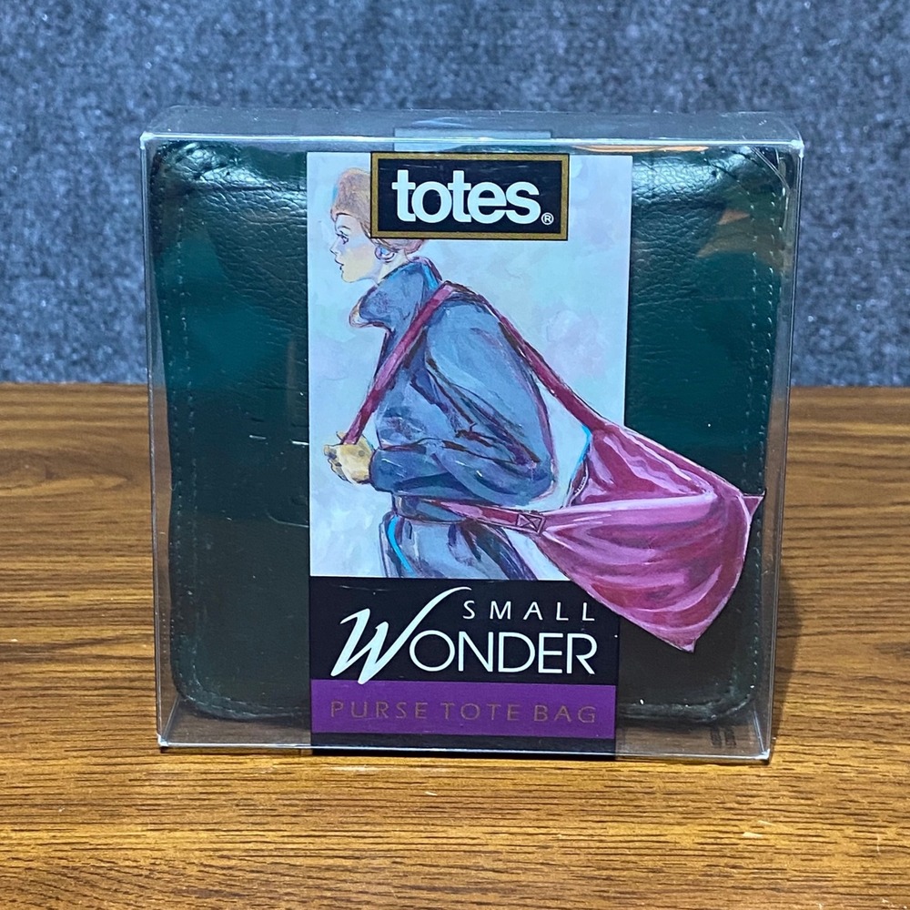 Totes Small Wonder‎ Purse Tote Bag Vintage 1995 Folding Compact Green PVC 2829
